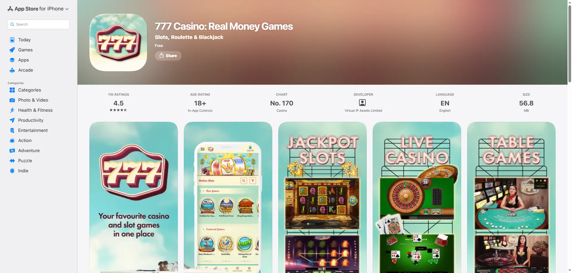 777 Casino online slots library — hundreds of top titles available